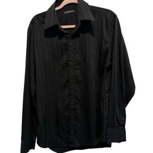Red Level Nine Dark Grey with black stripes button up Dress Shirt size L
